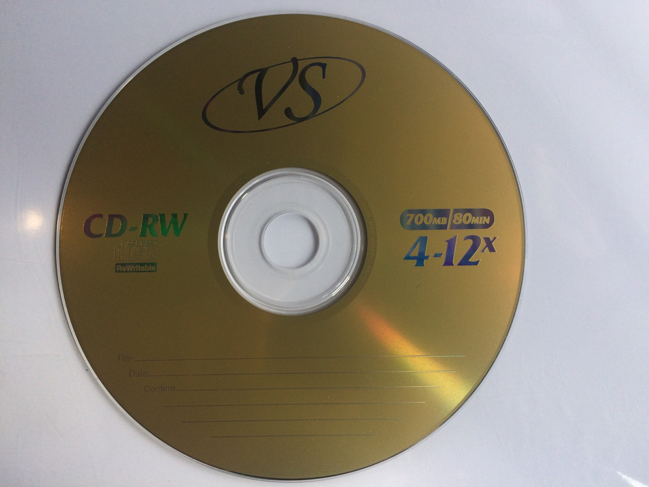 Диск CD-RW VS 700Mb 12x Bulk/50 золотистый