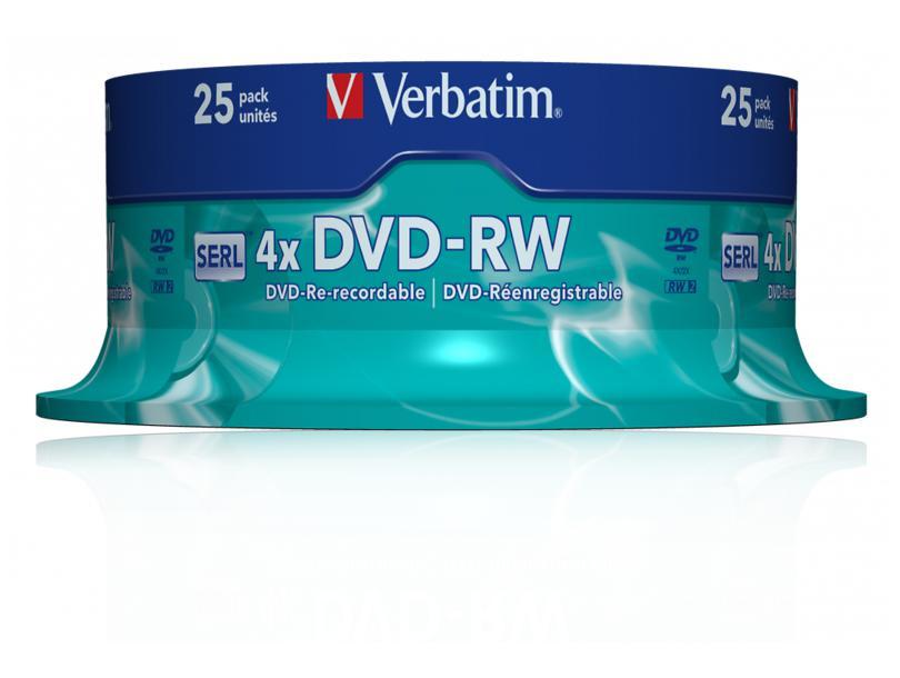 Диск Verbatim DVD-RW 4.7GB 4х Cake/25